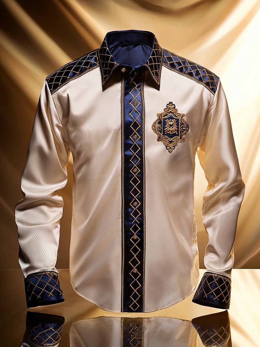 Camisa satén Luxe de manga larga con botones para hombre