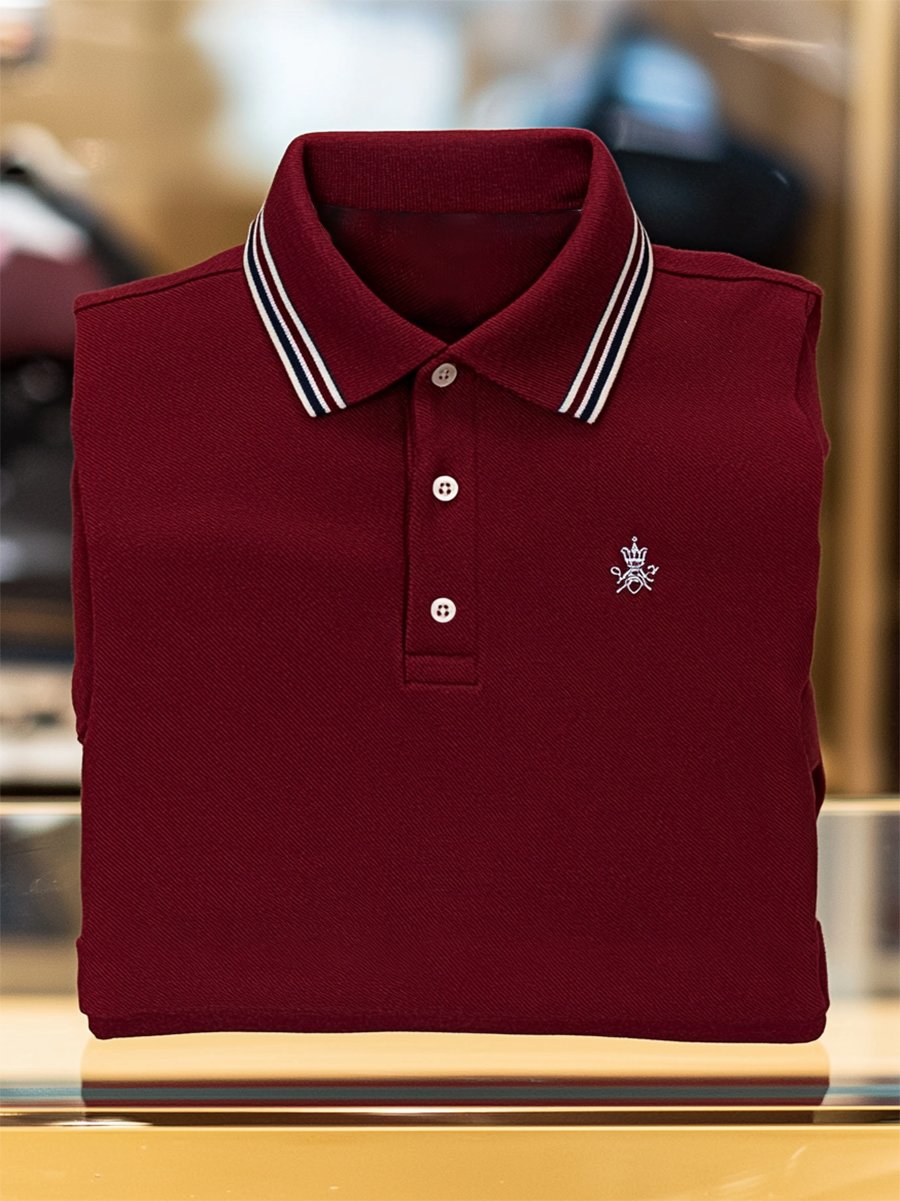 Camisa polo ejecutivo casual a rayas Button de manga corta para hombre