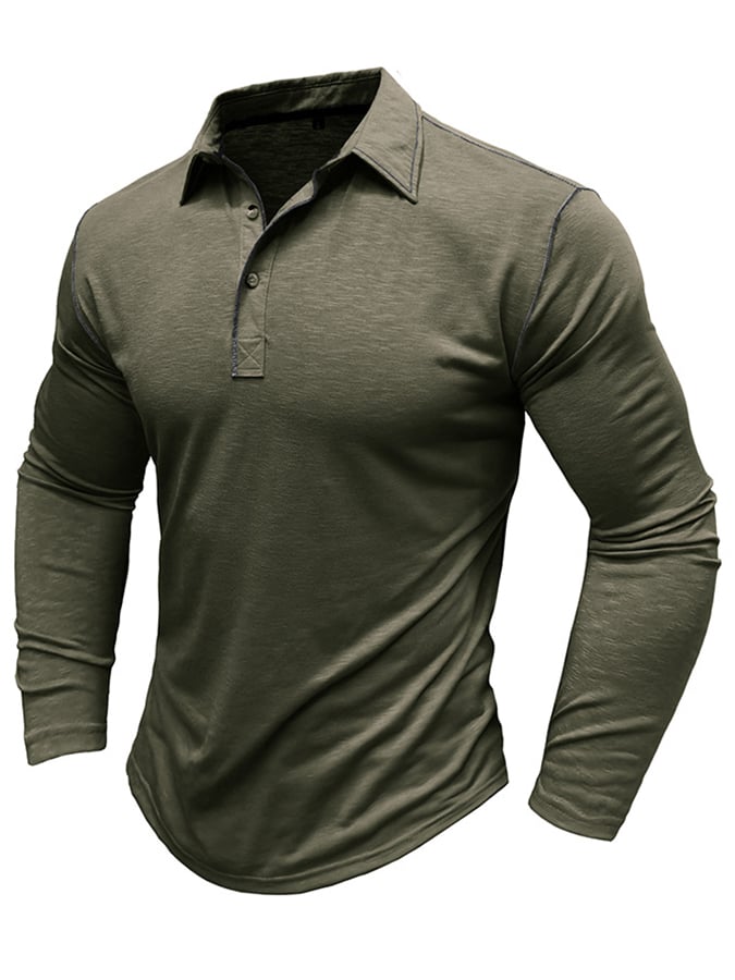 Camisa polo Sports casual Raglan Sleeve Half Button