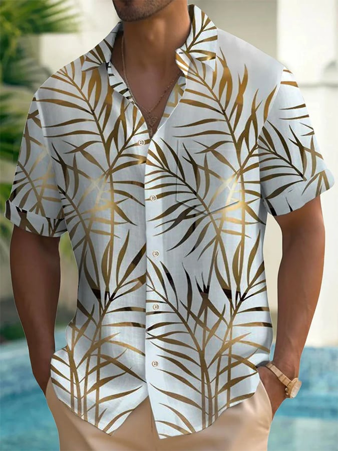 Camisa Hawaiian Resort Coconut Tree estampado Lapel para hombre
