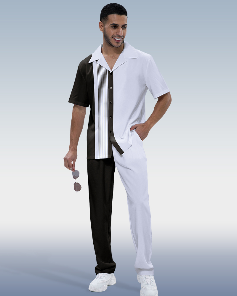 Rianmond a rayas estampado de manga corta Walking Suit 220 para hombre