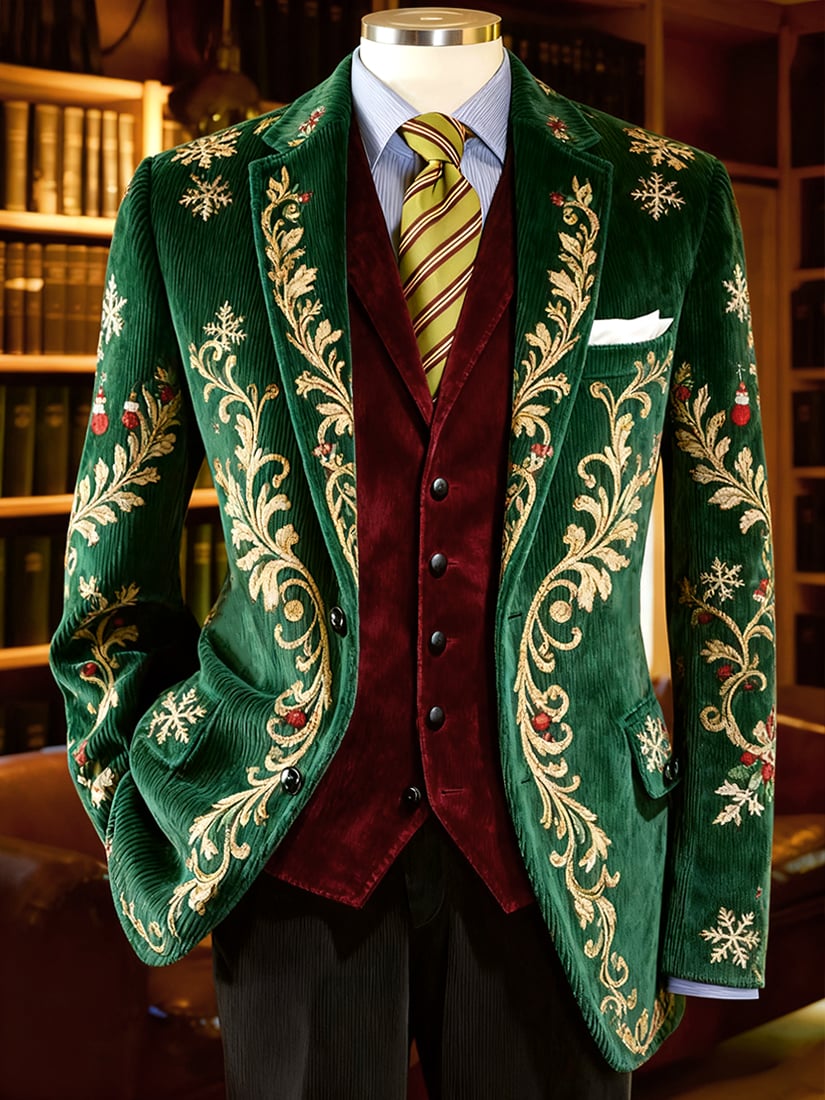 Saco vintage casual Christmas Party pana para hombre