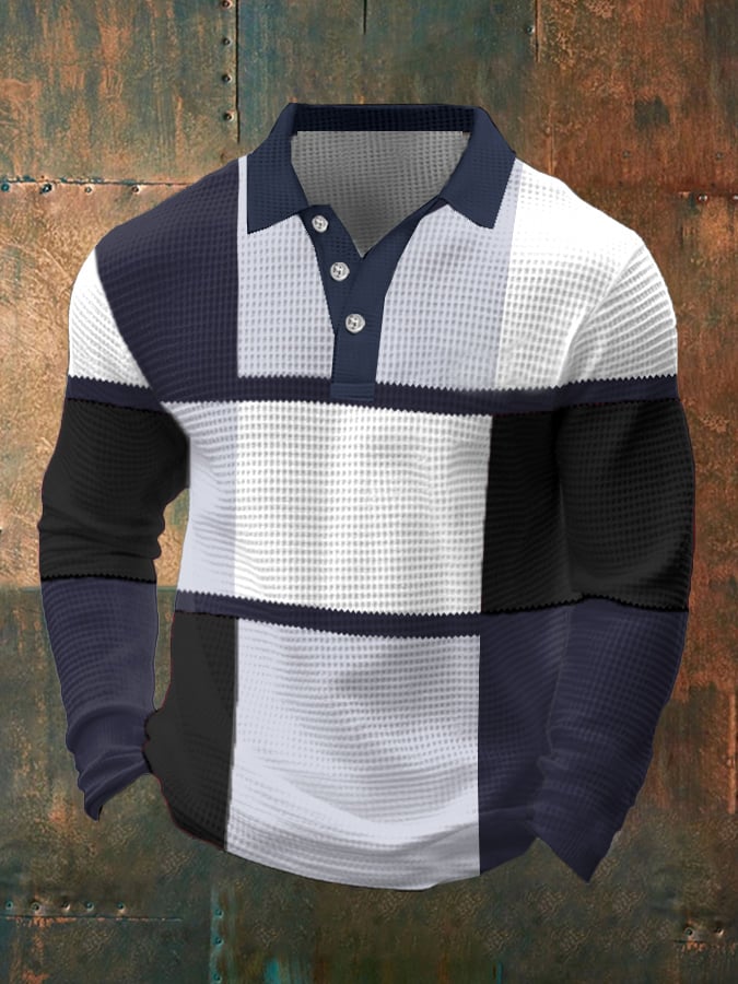 Casual Contrast Waffle Polo para hombre