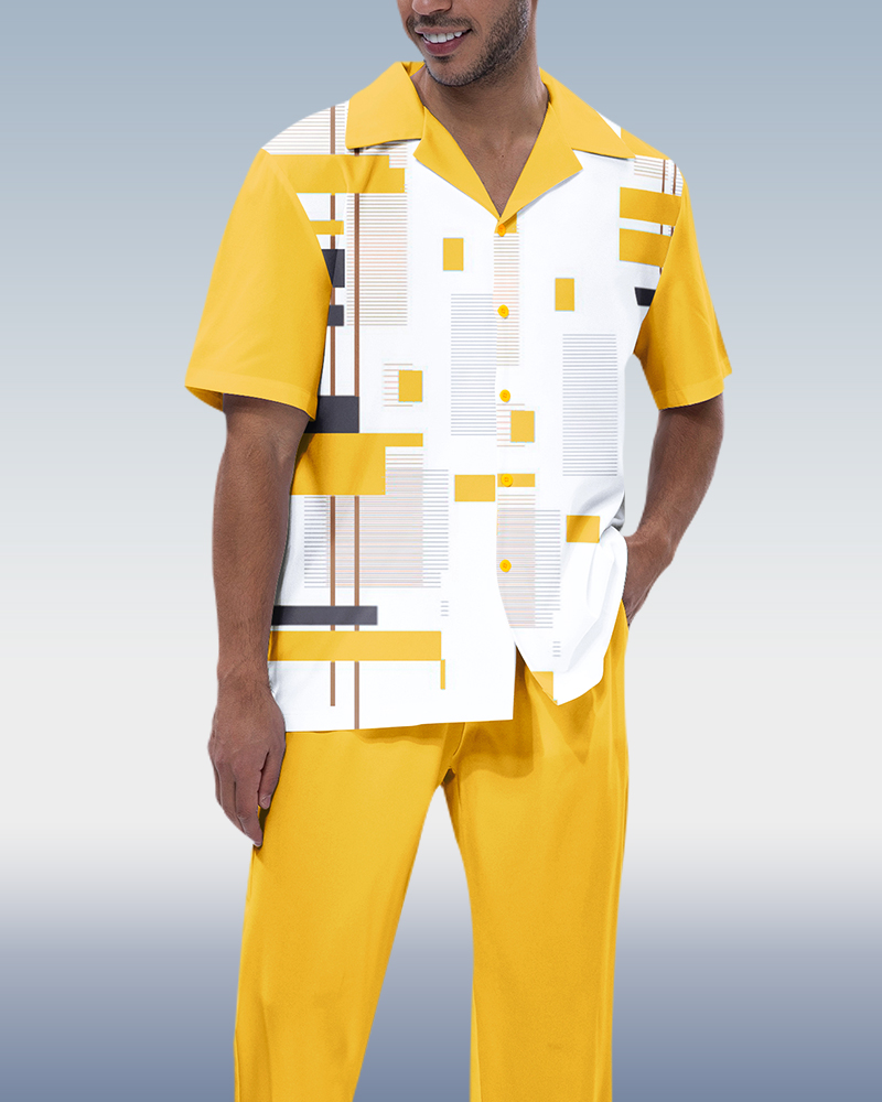Rianmond Walking Canary - de manga corta Two-Piece Lounge Suit para hombre