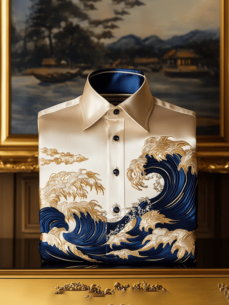 Camisa seda de lujo ejecutivo de manga larga para hombre
