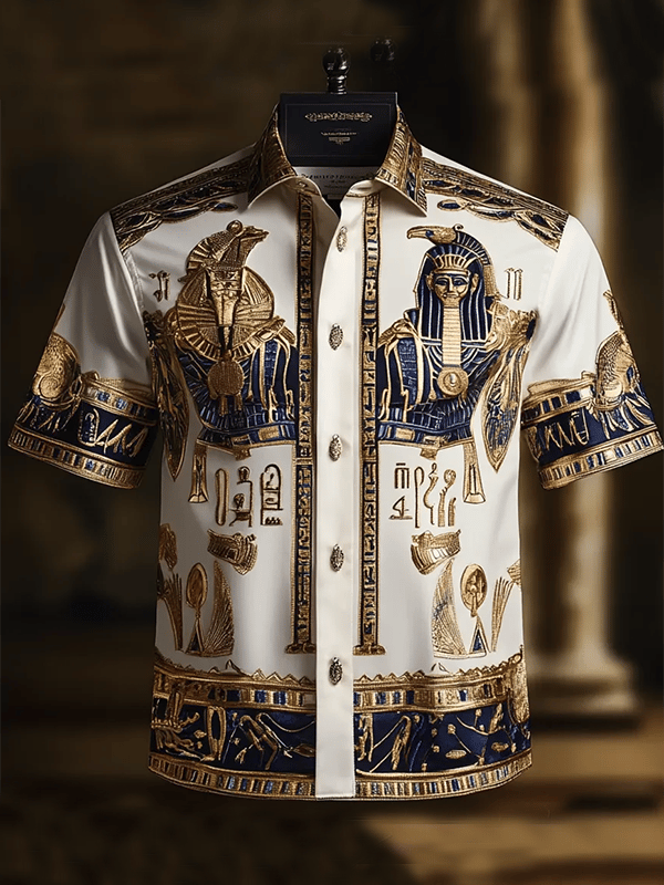 Camisa satén de manga corta para hombre