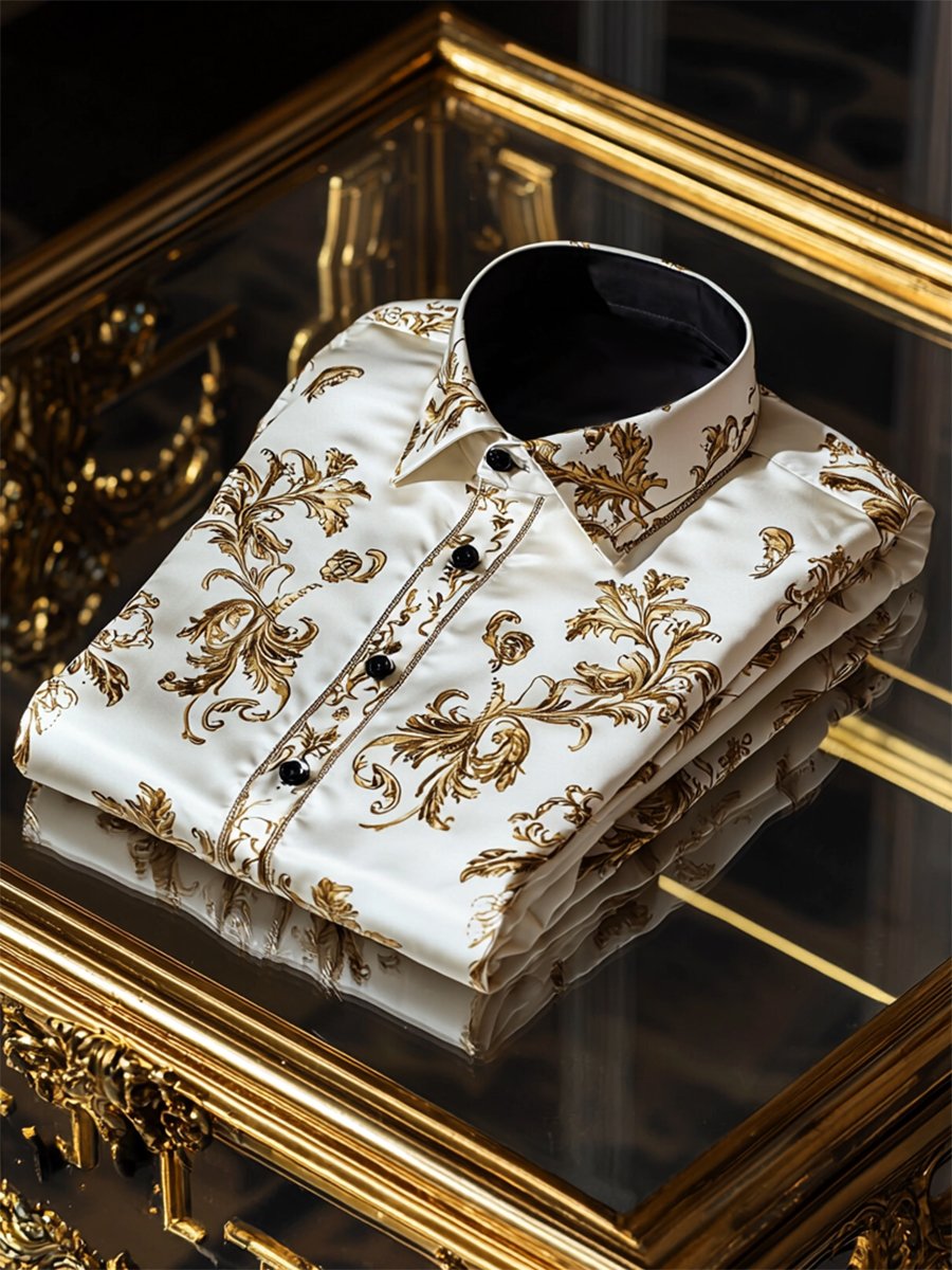 Camisa satén Luxe de manga larga con botones para hombre