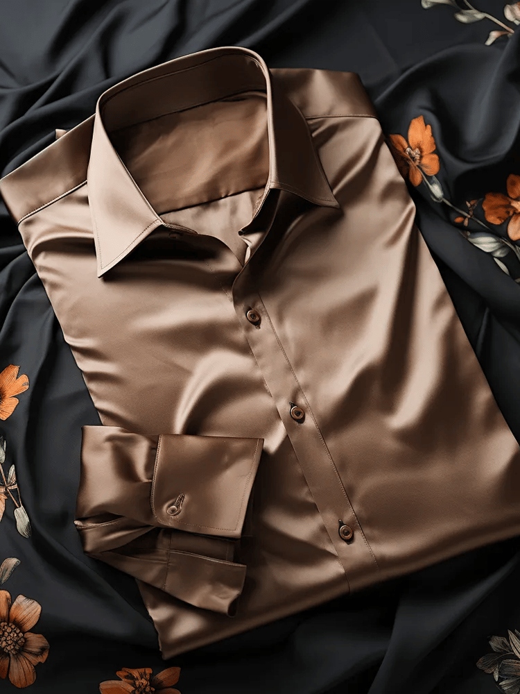 Camisa seda ejecutivo de lujo de manga larga para hombre