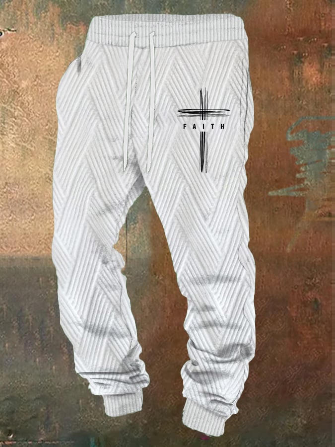 Retro Faith Design jacquard Fabric casual Sweatpantalón para hombre
