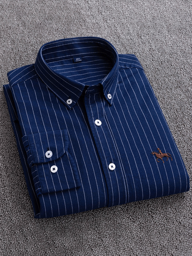 Camisa de algodón Oxford de manga larga ejecutivo para hombre