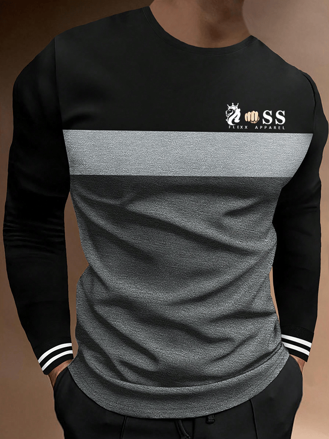 Camiseta retro Lettering estampado de manga larga para hombre