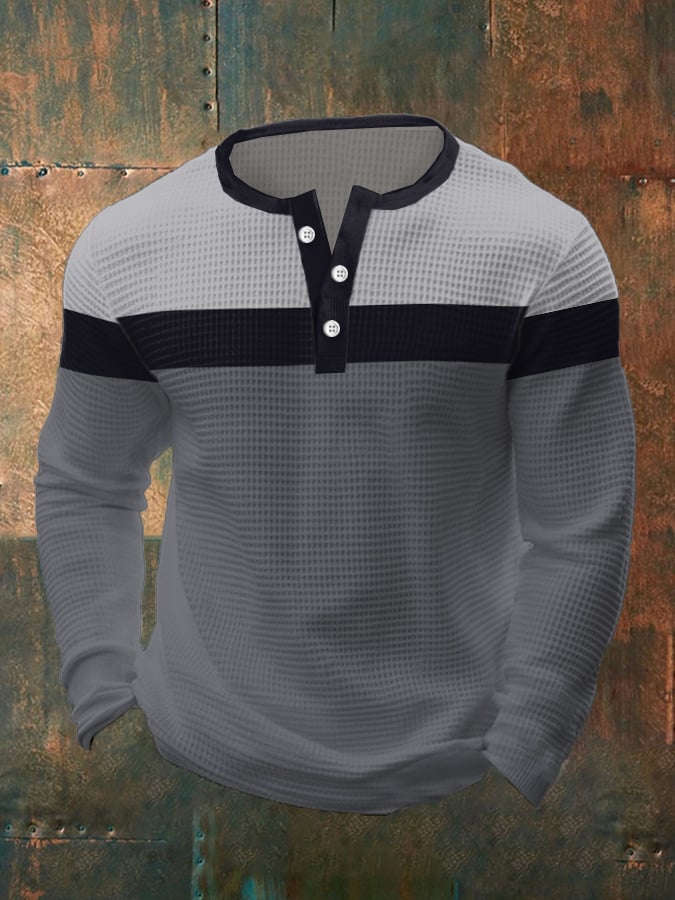 Ejecutivo casual Contrast Waffle Henley para hombre