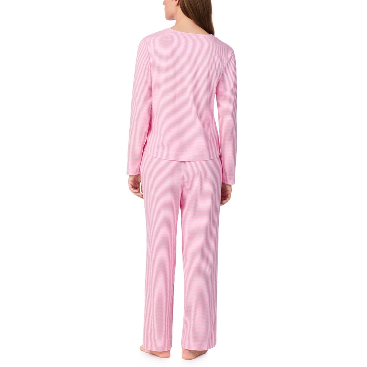Women's Long Sleeve Crew Neck Ankle Pant Pajama Set - 4