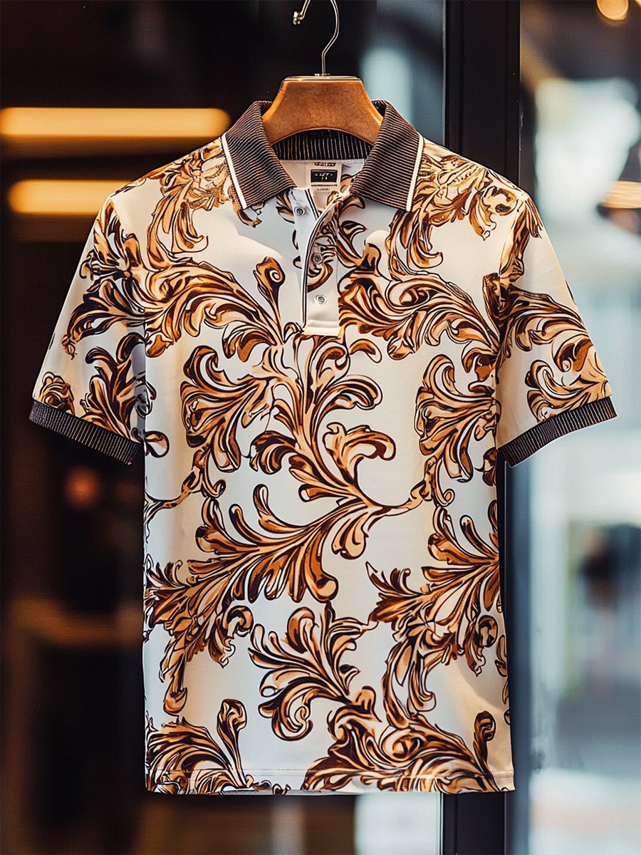 Camisa polo casual ejecutivo Palace Style Button de manga corta para hombre
