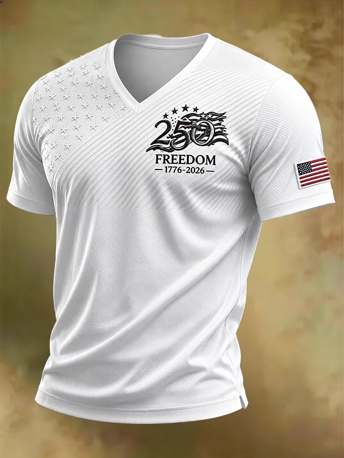 Camiseta retro Independence Day Patriot V-Neck para hombre