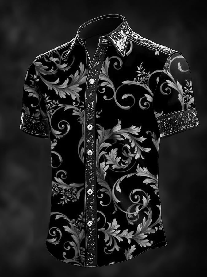 Camisa retro Baroque estampado Dark para hombre