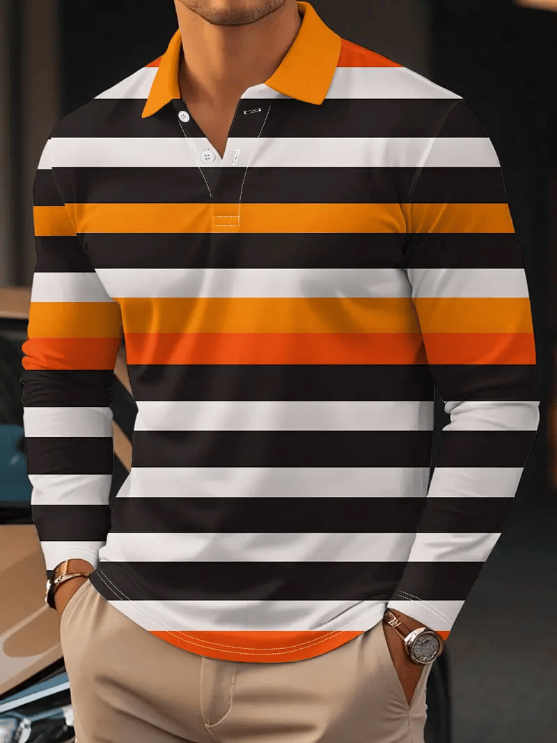 Ejecutivo casual a rayas con botones Polo para hombre