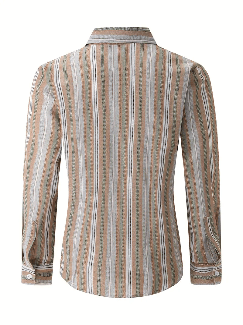 Camisa ejecutivo casual a rayas de manga larga para hombre