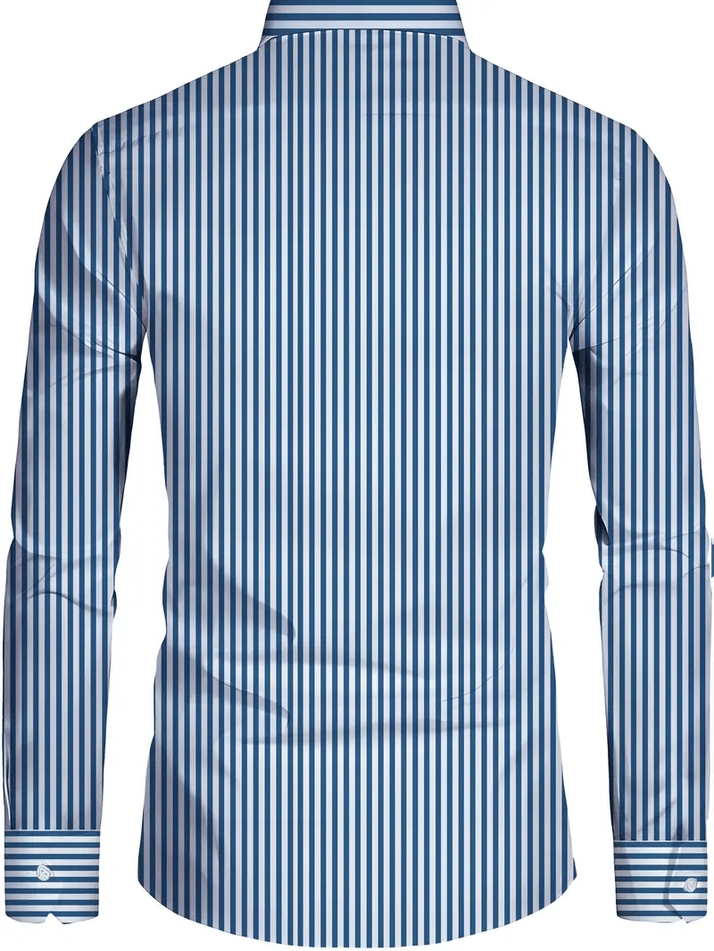 Camisa rayas estampado ejecutivo de manga larga para hombre