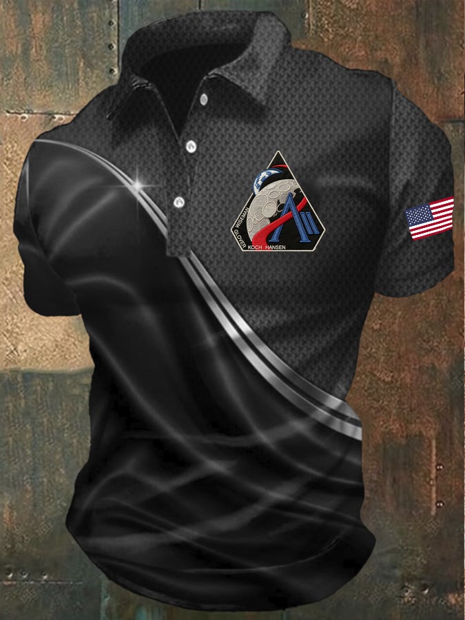 Camisa polo estampado de manga corta para hombre