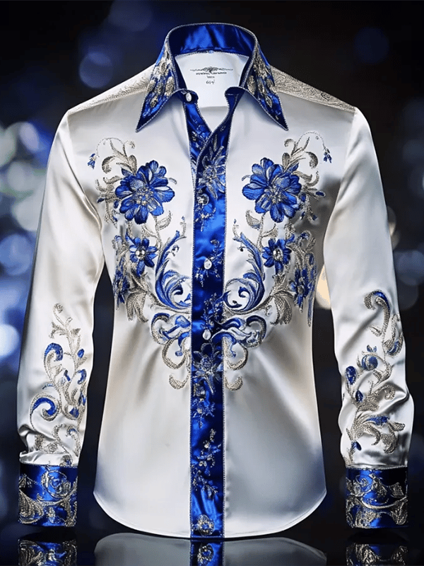 Camisa satén Luxe de manga larga con botones para hombre