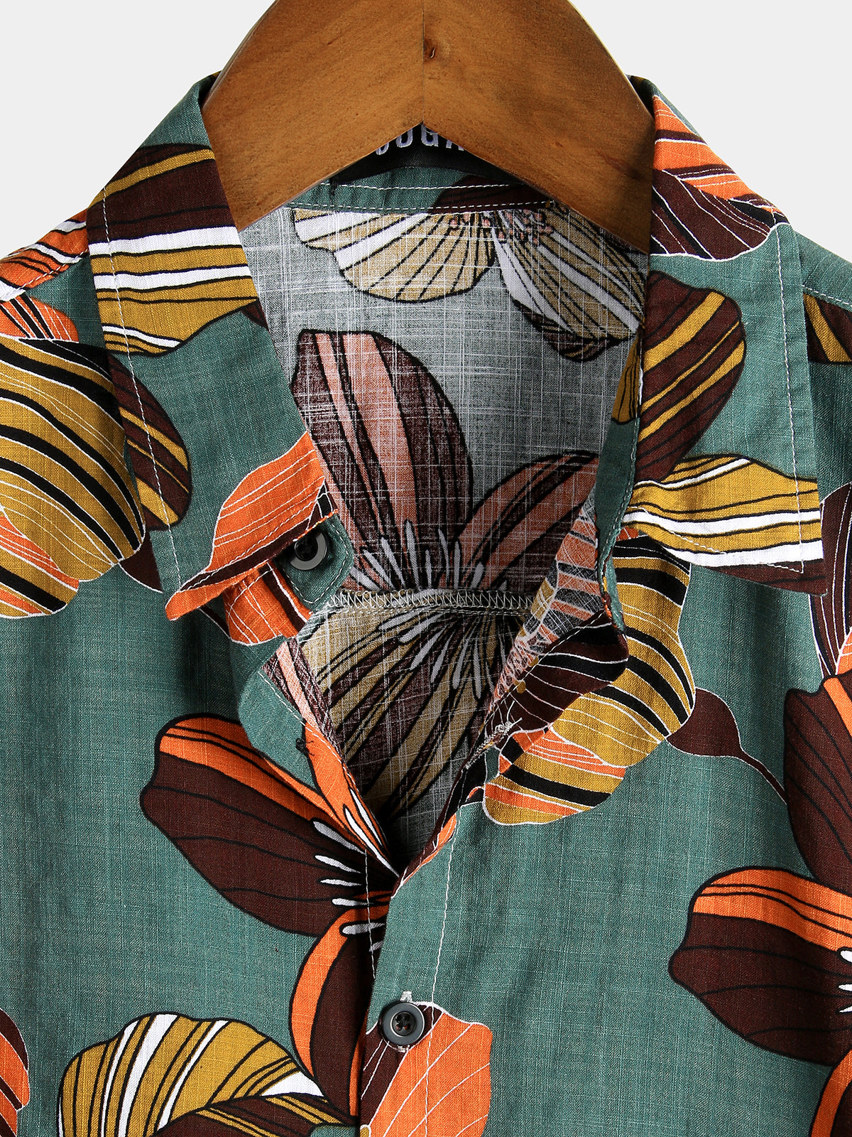 Camisa Flower Tropical Hawaii de algodón de manga corta para hombre