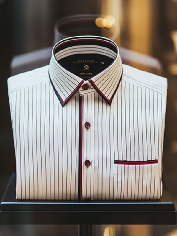 Camisa Deluxe ejecutivo a rayas solapa de manga corta para hombre