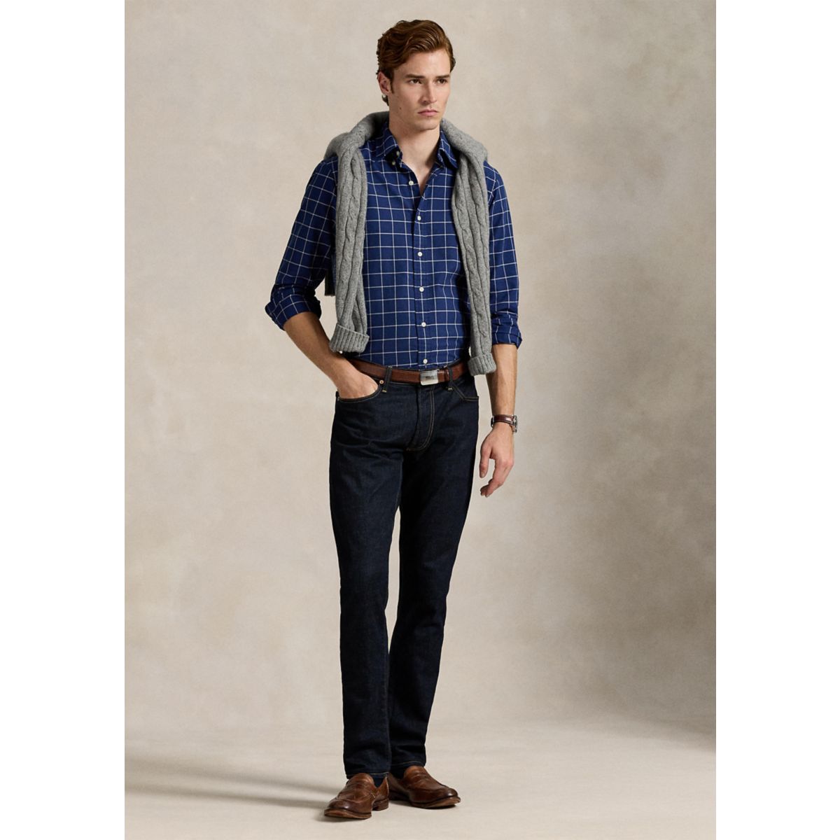 Classic Fit Windowpane Oxford Shirt - 4
