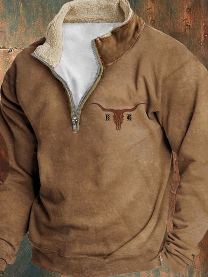 Sudadera casual cierre Stand cuello de manga larga estampado