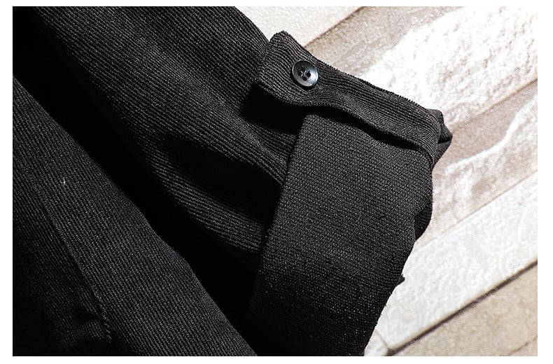 Camisa pana Middle Sleeve Thickened retro de color sólido para hombre