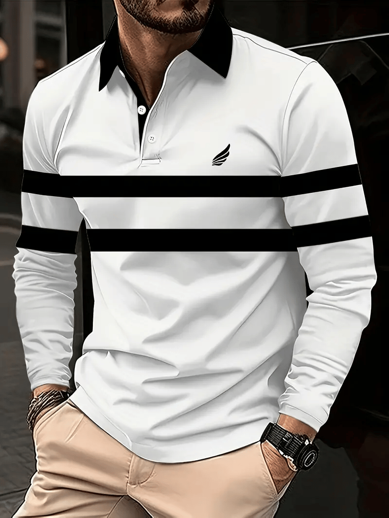 Ejecutivo casual a rayas con botones Polo para hombre