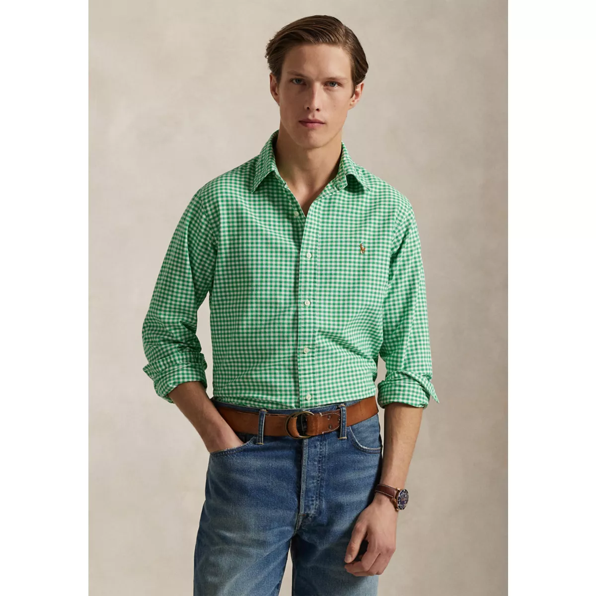 Classic Fit Gingham Oxford Shirt - 1