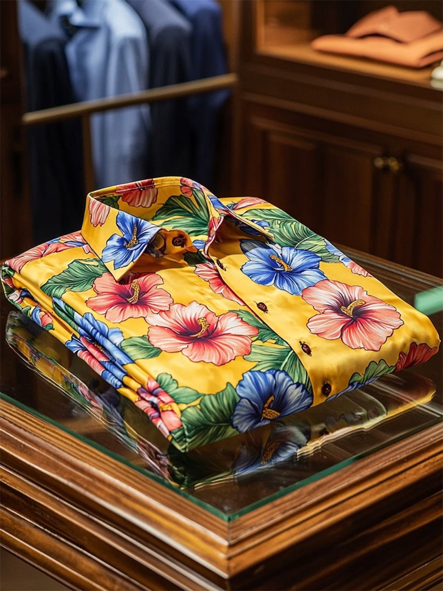 Camisa satén Luxe de manga larga con botones para hombre