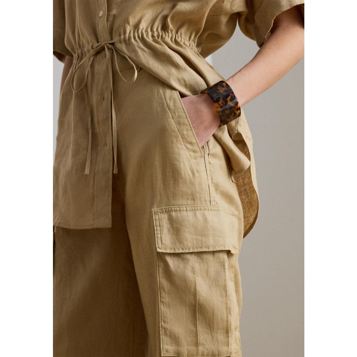 Linen Wide-Leg Cargo Pant - 2