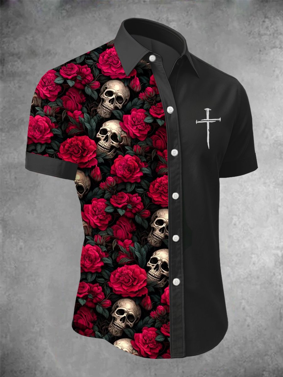 para hombre casual de moda Dark Pattern Cross Crow Contrascamiseta