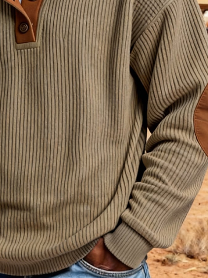Sudadera vintage pana stand-cuello para hombre
