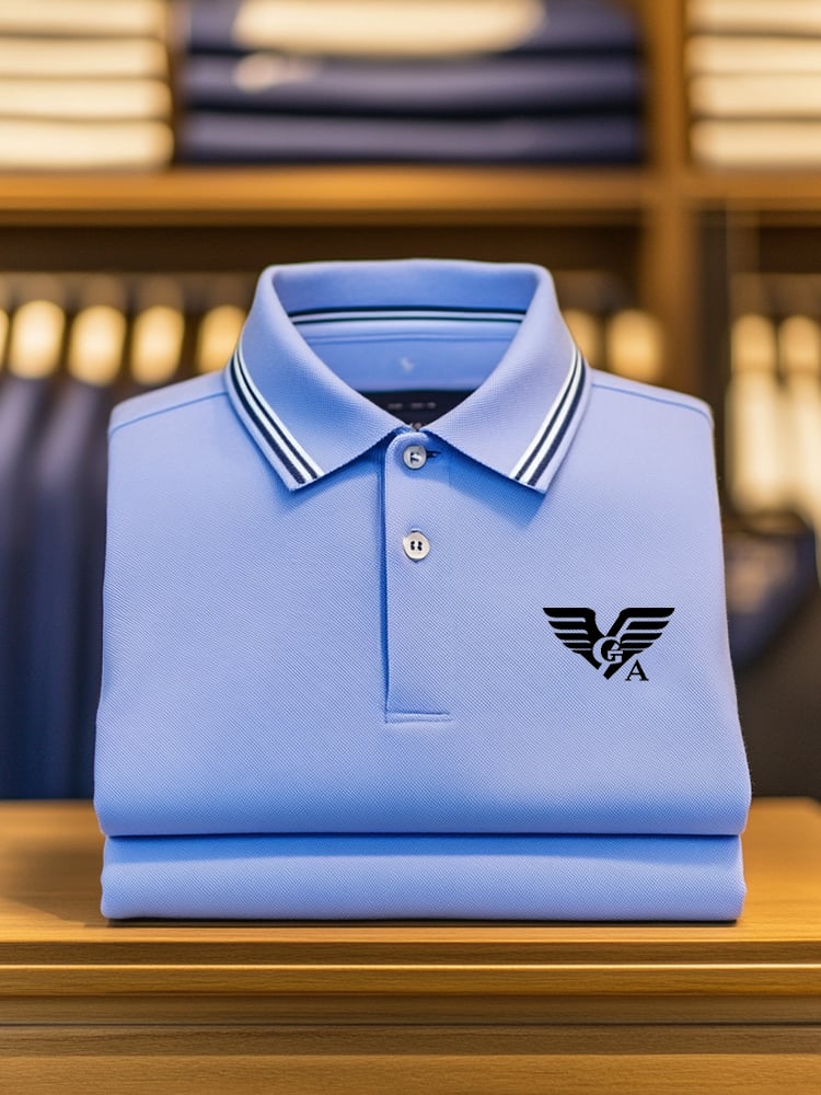 Camisa polo clásico ejecutivo Check Logo Button de manga corta para hombre