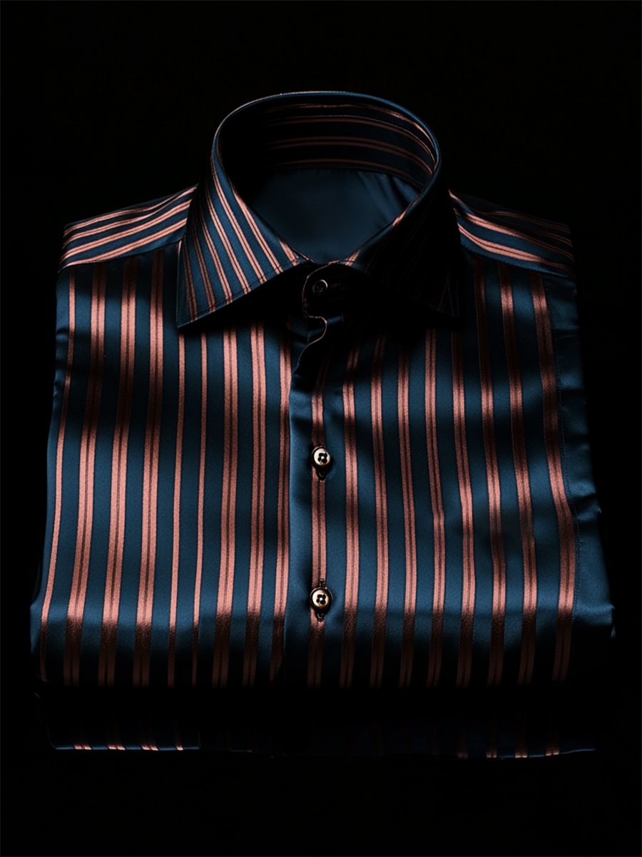 Camisa seda rayas de lujo ejecutivo de manga larga para hombre