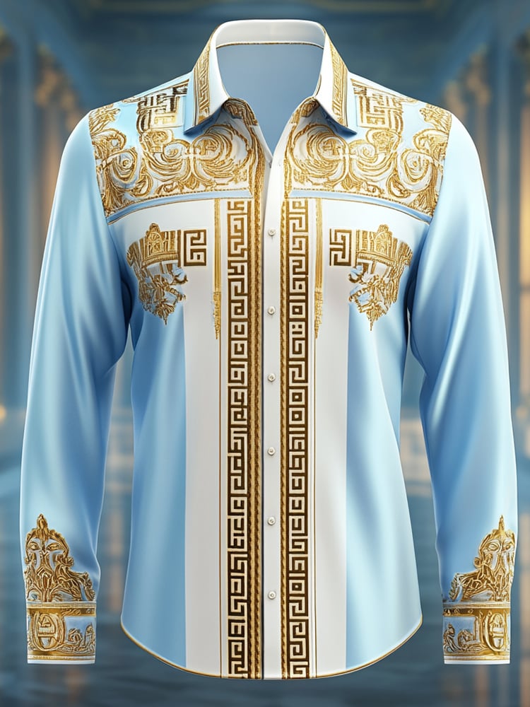 Camisa satén Luxe de manga larga con botones para hombre
