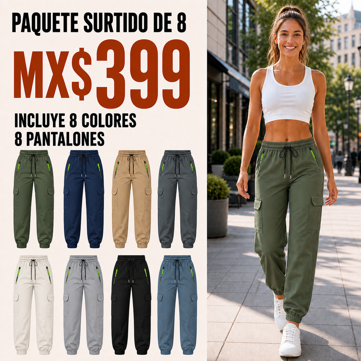Pantalón cargo multibolsillos para mujer · vista 1
