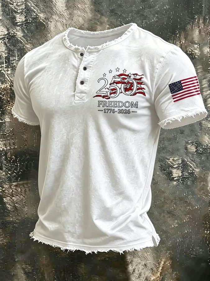 Camiseta USA 1776-2026 Independence Day estampado casual para hombre