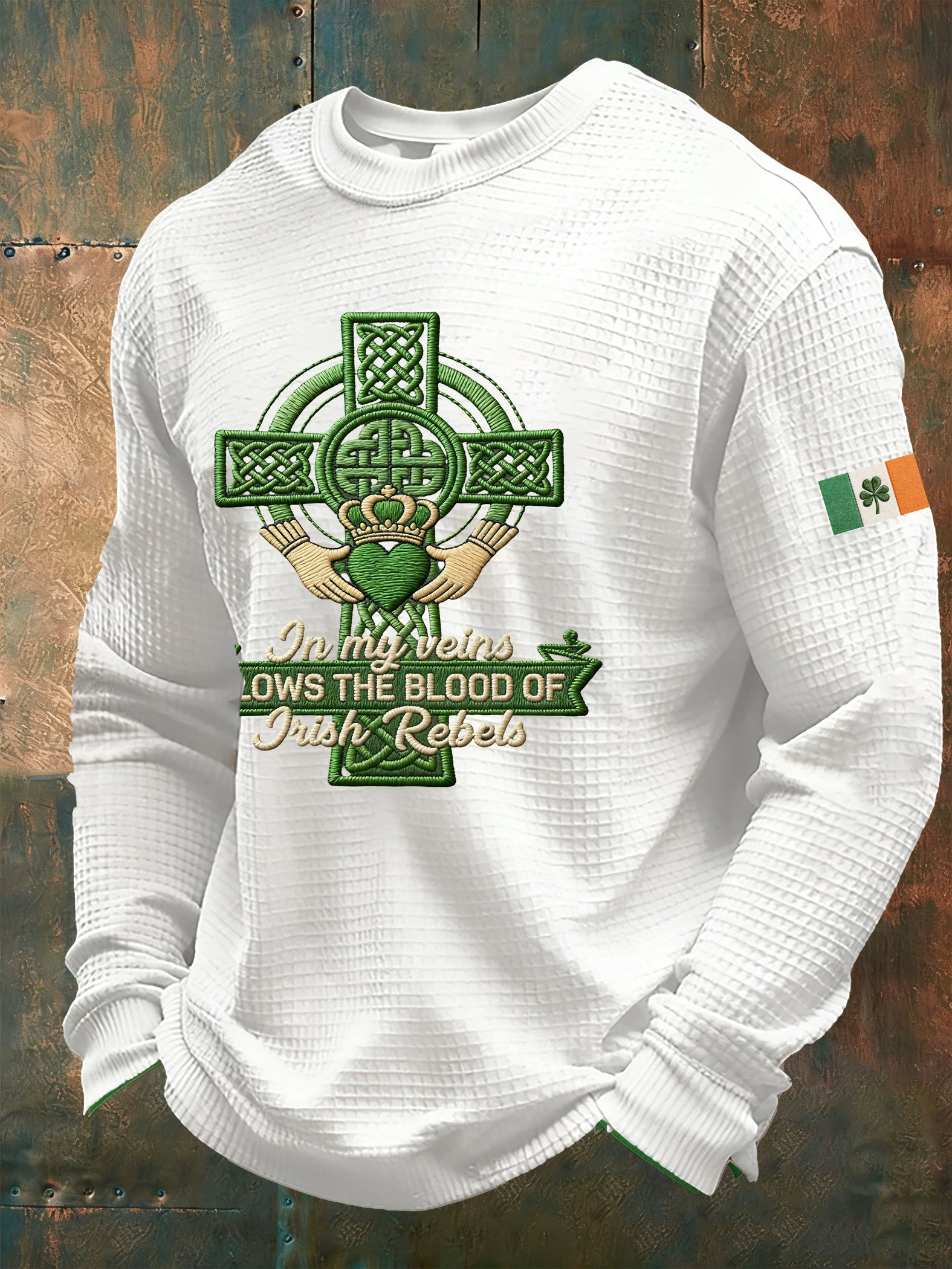 Camiseta St. Patrick's Day estampado Waffle para hombre