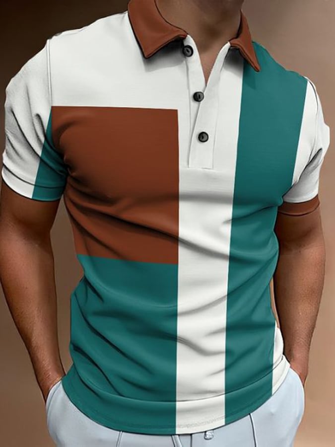 Camisa polo casual de moda Contrast Color de manga corta