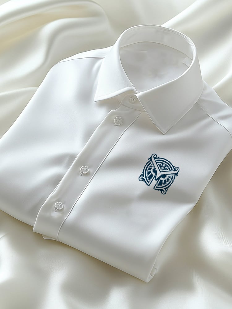 Camisa ejecutivo casual Logo solapa de manga corta para hombre
