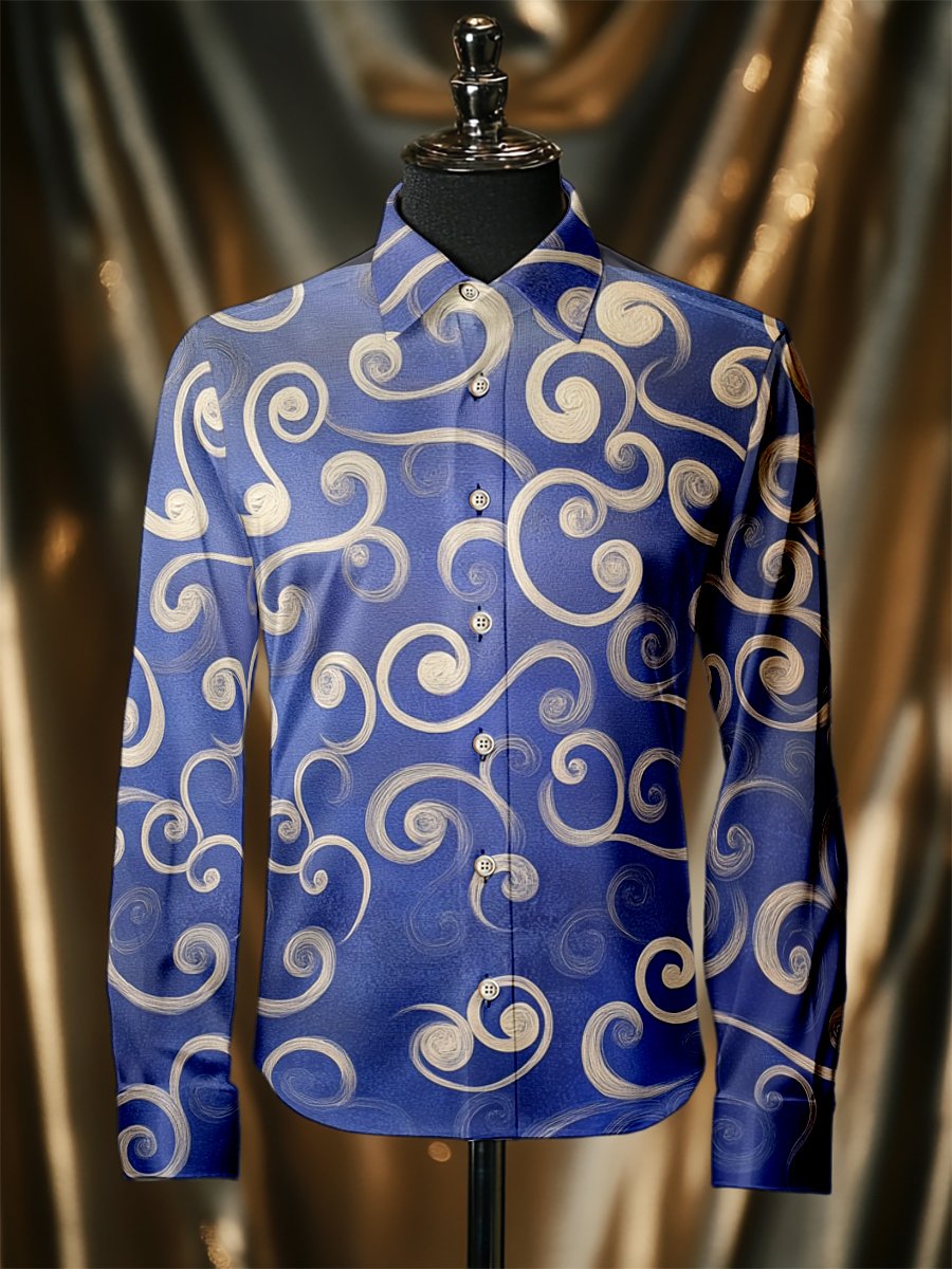 Camisa seda Baroque de lujo ejecutivo de manga larga para hombre
