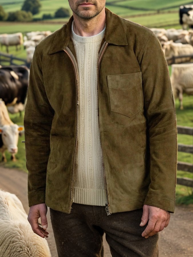Chaqueta de color sólido de moda solapa para hombre
