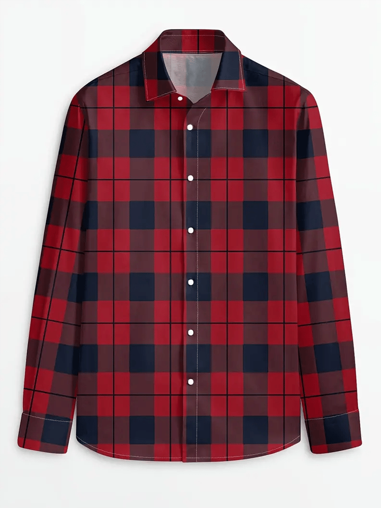 Camisa a cuadros ejecutivo de manga larga para hombre
