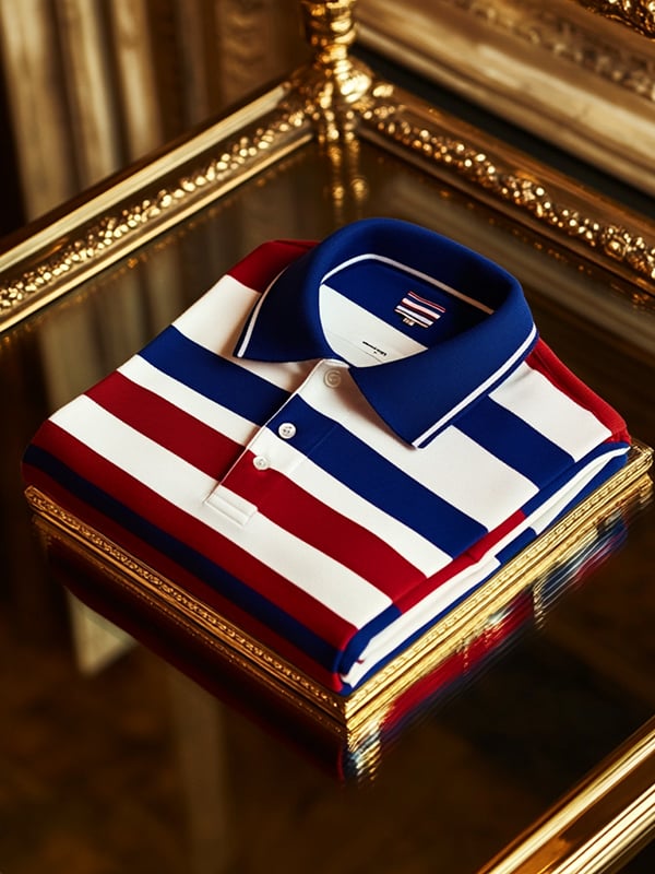 Camisa polo retro ejecutivo rayas estampado de manga larga para hombre