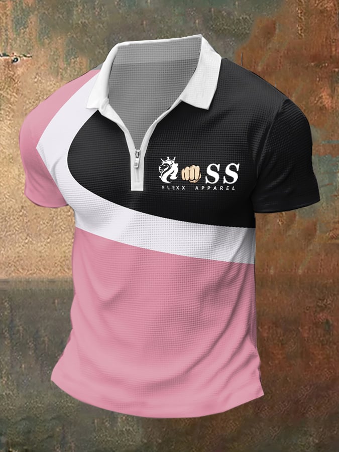 Contrast Waffle cierre Polo para hombre
