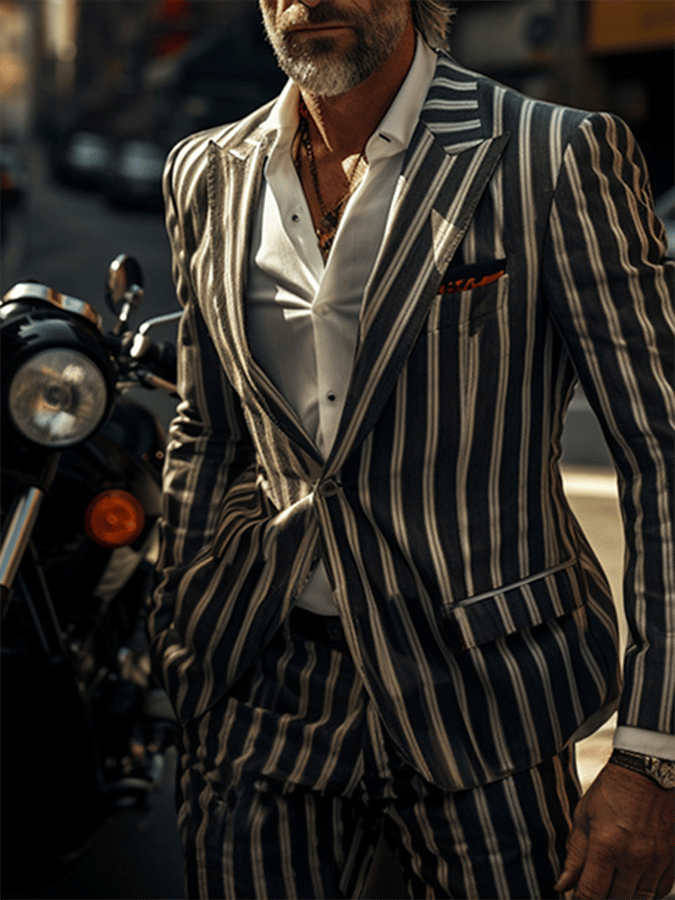 Chaqueta retro Single Breasted a rayas Gentleman ejecutivo Suit para hombre